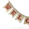 Party Decoration 7 Flags Sign"WELCOME" Jute Garland Banner Handmade Rustic Burlap Bunting Christmas Wedding Decorations Event Supply