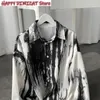 Männer Casual Hemden High Street Punk Unisex Hemd Langarm Für Männer Frauen Abstinenz Schwarz Weiß Tie-Dye Drape lose Bluse Herbst