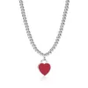 Design 925 prata esterlina contas colares para mulheres jóias com rosa azul vermelho preto cor esmalte coração colar inteiro312e