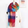 Écharpes Mode Chaud Mohair Cou Hiver Épais Cachemire Écharpe Femme Longue Tricotée Châles Coloré Plaid Wraps Tassles 2024