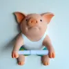 Toilet Paper Holders PVC Pig Style Holder Punch Free Hand Tissue Box Household Towel Reel Spool Device Bathroom Accessory 231204