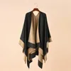 Ponchos plaid di moda per donne inverno inverno scialli oversize spessi e avvolgono cashmere pashmina femmina bufanda mujer lusso 231229