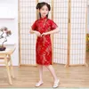 Платья для девочек, шелковое удобное платье с узором Дракона и Феникса в китайском стиле, юбка для девочек, детское традиционное Ципао Cheongsam