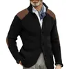 Pulls pour hommes Cardigan avec poches manteau de pull tricoté à revers simple boutonnage pour l'hiver automne épais à manches longues Patchwork