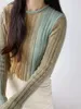 Pulls pour femmes Y2K Mode coréenne Pulls en tricot O Cou Dégradé Couleur Mince Crop Tops Printemps Automne Femme Slim Vintage Femmes Vêtements
