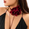 Designer halsband klassisk lyxhjärta halsband hänge kvinnliga halsband drar choker tyg blomma choker krage smycken färgfast hypoallergen gåva