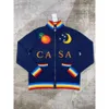 24SS casablanca ny designer tröja rockar dragkedja cardigan lösa män och kvinnor ull stickade jackor långärmad broderad mångsidig tröja topp sport outwear