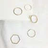 Bagues de cluster 5pcs / set design unique simple couleur or vague irrégulière pour les femmes bijoux de mode en gros géométrie fête bague ensembles cadeaux