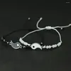 Charme pulseiras 2 pçs/set artesanal preto branco taiji pulseira encantos yinyang corda bagua braclet para homens braçadeira jóias homme