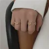 Cluster Rings 2 PCS Ring Set Hollow Out Opening Creative Elegant Couple For Women Party Valentine's Gift Statement Geometry Jewelry