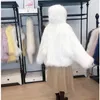 Women's Fur Coat Jacket 2024 Winter Short Hooded Bat Sleeves Loose Clothing