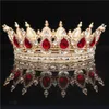 Ronde Kristallen Kroon Diadeem Koningin Hoofdtooi Metaal Goud Kleuren Tiara's en Kronen Schoolfeest Optocht Bruiloft Haarsieraden Accessoires W0104287d