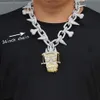 Trippie Redd Style Chain and iced out Pendant Punk Rivet Choker Bling Cubic Zircon Men's Hip hop Necklace Jewelry Gold X07072718