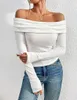 2024 New Modal Fabric Women's Sexy Off Shoulder Top T-shirt Slim Fit Long Sleeve Bottom