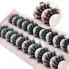 Falska ögonfransar 10 par fluffiga faux mink fransar korta röriga wispy naturliga hamdmade riktiga 3D -smink