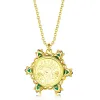 Anastasia -halsband tillsammans i Paris Emerald Stone Flower Necklace Lost Princess inspirerade 14K Yellow Gold Pendant Necklace för WO 10