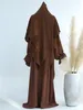 Ethnic Clothing Muslim Sets 2 Layers Triangle Scarf And Modest Abayas Islamic Dress Saudi Women Khimar Kaftan Moroccan African Germant