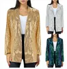 Abiti da donna 2024 Giacca blazer con paillettes da donna Laides Scintillante oro glitterato ufficiale di alta qualità