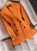 Costumes pour femmes Femmes Casual Blazer Orange Noir Vert Gaufre À Manches Longues À Double Boutonnage Dames D'affaires Vêtements De Travail Veste Pour L'automne Hiver