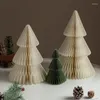 Decoraciones navideñas, Mini árbol de Origami verde y blanco, adornos de mesa, decoración para el hogar, accesorios pequeños 2024