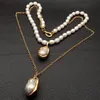 19 '' Vit odlad rispärlkedja halsband Vit Keshi Pearl Pendant 231229