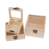 Jewelry Pouches S/M/L Wooden Storage Box Plain Wood With Lid Multifunction Square Hinged Craft Gift Boxes For Home Supply Decoration