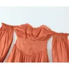 Robes décontractées Yenkye Summer Femmes Sexy Off Épaule Orange Party Mini