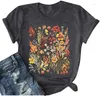 Koszulki kobiet Kobiety Fall Vintage Boho Flower Shirt Botanical Floral Graphic Tee Lover Autumn Top