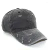 Ball Caps Personality Wash Distressed Ripped Baseball Cap Bend Brim Shade Zonnehoed Soft Top Custom Logo Borduursel