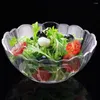 Conjuntos de louça transparente forma de lótus salada de frutas tigela de sobremesa de plástico recipiente de tempero vegetal para restaurante casa