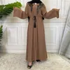 Vêtements ethniques Robe longue pour femmes musulmanes de haute qualité brodée à manches noires à lacets pour femmes