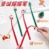 Partihandel Cartoon Christmas Silicone Rocker Gel Pen Black Signature Pennor For Students Christmas Stationery Gifts Office Supplies 231229