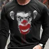 T-shirts voor heren Lente en herfst Casual mode 3D digitaal printen Eenvoudig T-shirt met lange mouwen Straatkleding voor heren