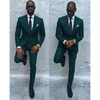 Men's Suits Formal Green Wedding Peaked Lapel Single Breasted Skinny Full Set 2 Piece Jacket Pants Costume Luxury Blazer 2024