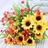 Dekorativa blommor konstgjorda solrosbukett Silk Fake Flower For Diy Wedding Bouquets Centerpieces Arrangement Party Home Decoration