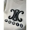 Dames Knits Tees Ce23 Herfst/winter Arc De Triomphe Geborduurde Letter Trui met lange mouwen voor veroudering Modieuze stijl 99