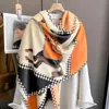 Thick Warm Winter Scarf Houndstooth Design Print Women Cashmere Pashmina Shawl Lady Wrap Scarves Knitted Female Foulard Blanket 231229