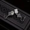 Dangle Earrings Wholesale S925 Sterling Silver Vintage Personality Lily Of The Valley Eardrop Natural Hetian Jade Women White Dang