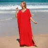 Kvinnors badkläder Beach Cover Up Robe Loose Plus Size Bohemian Maxi Bikini Over Playa Sweaters Summer Dress Cover-Ups