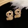 Stud Earrings Twisted Geometric Shining CZ Copper 14 K Gold Plated Hypoallergenic Luxury Aesthetic Party Jewelry