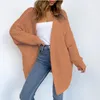 الحياكة النسائية لائعي القفزات المنسوجة الطول سترة معطف الجيوب y2k cardigan cardigan خارج الملابس النساء الأكمام