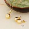 Orecchini di design Collana con ciondolo a sfera Collana con gioielli a sfera SET Fine 24K Reale giallo oro massiccio GF Gioielli per feste da donna Migliori regali joias ouro mujer