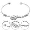 Charme pulseiras banda de pulso geométrica torção atada elegante coração forma pulseira pulseira para mulheres metal meninas manguito jóias