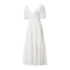 Party Dresses Puloru Fairycore White Flowy Long Dress Women's Back Bowknot A-Line Elegant Puff Short Sleeve V Neck Vestidos