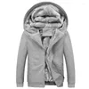 Herrtröjor zip up hoodie tungvikt vinter tröja fleece sherpa fodrad varm jacka plus sammet vadderade män