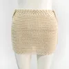 Women's Swimwear Women Handmade Crochet Mini Skirt Shiny Yarn Lace-up Bikini Cover Up Ladies Bow Tie Beachwear Blouse Hollow Out Vase Skirts