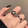 Cluster Rings Fashion Color Blocking Star Imitation Opal Stone Ring Girls Women Personality Punk Finger Trendy Jewelry Gifts