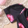 Clothing Sets Toddler Kids Baby Girl Black Sunflowers Prints Pullover Sleeveles Casual Beach Tops Shorts Set Clothes Mommy Matching Shoes