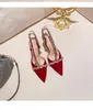 Klädskor röd spetsig stilettos fotled spänne damer silver strasspumpar mode bröllop höga klackar sommar brud kvinnor sandaler