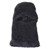 Berets Winter Hat Máscara Cachecol Balaclava Cable Knit Fleece Forrado Beanie Cap com viseira